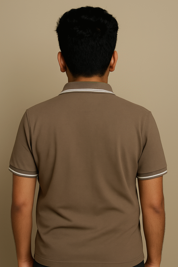 Taupe Color Armani Logo T-Shirt - Image 2