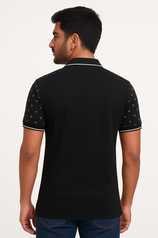 Black Front Pattern Polo - PK Fabric - Image 2