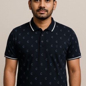 Black Front Pattern Polo - PK Fabric