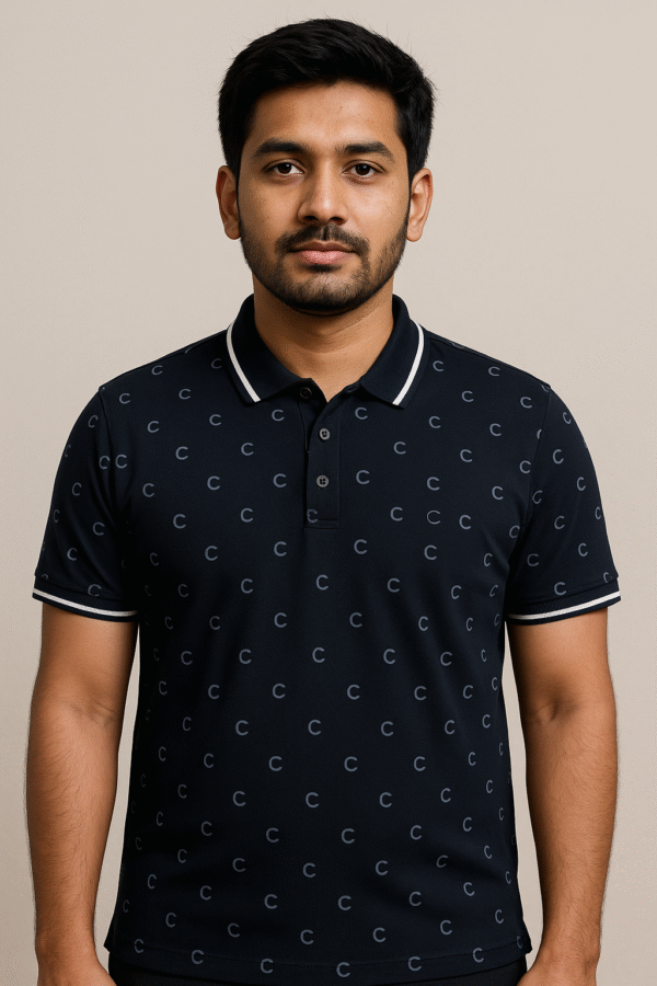 Black Front Pattern Polo - PK Fabric