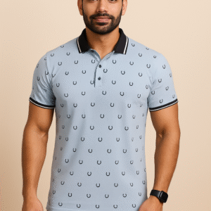 Legend Blue Front Pattern Polo - PK Fabric