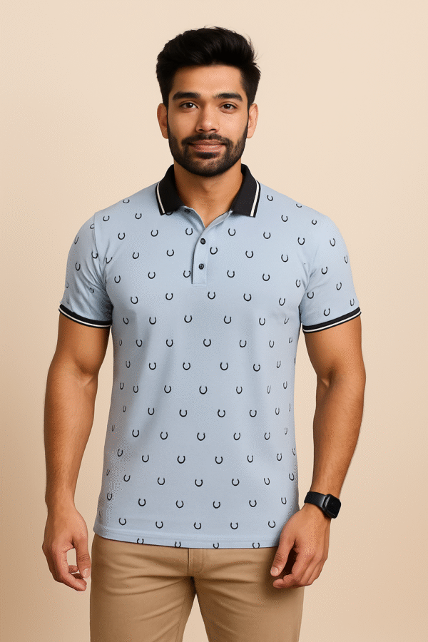 Legend Blue Front Pattern Polo - PK Fabric