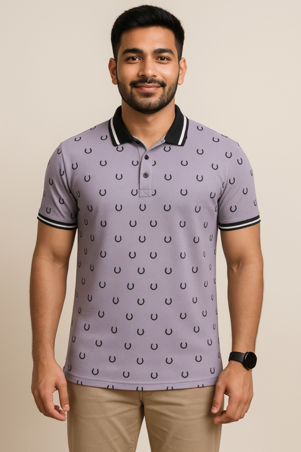 Purple Front Pattern Polo - PK Fabric
