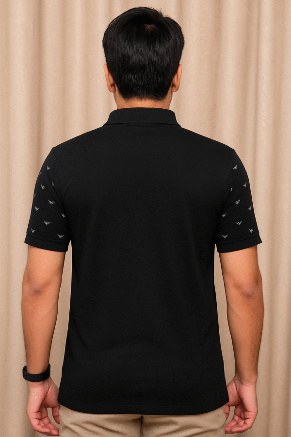 Front Printed Navy Blue Polo - Fine Jersey - Image 2