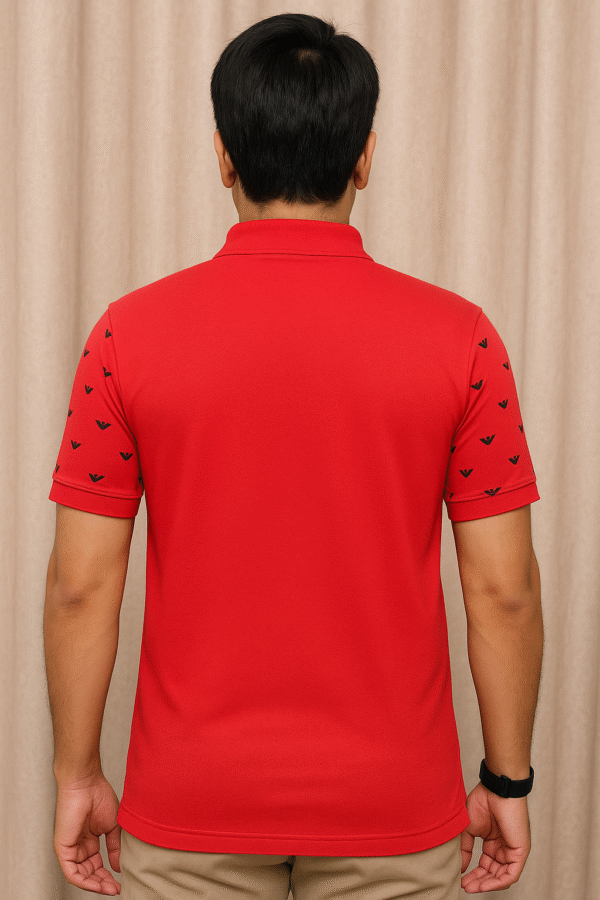 Front Printed Red Polo - Fine Jersey - Image 2