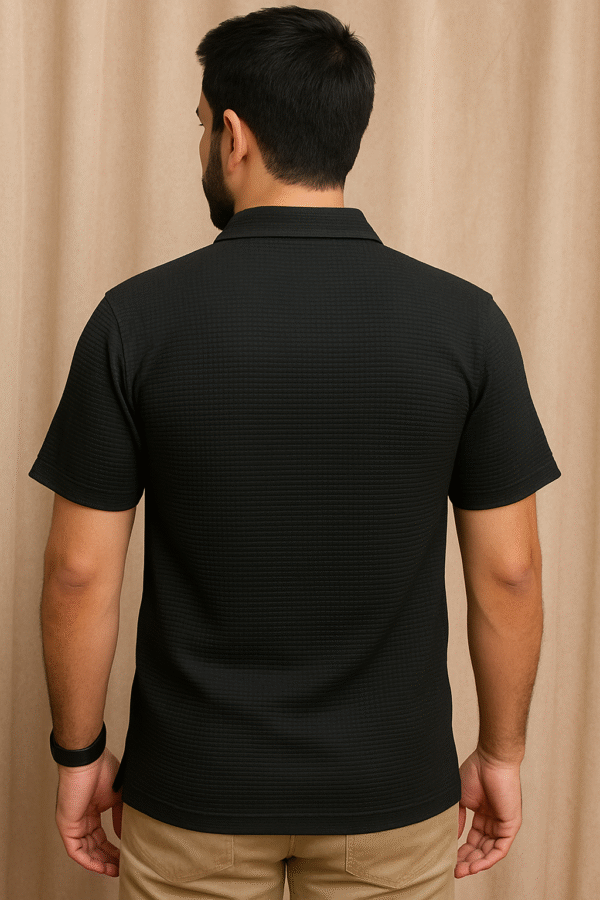 Zipper Black Polo - Piqué Knit - Image 2