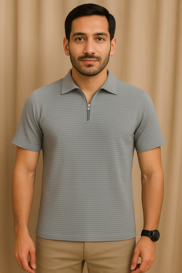 Zipper Blue Legend Polo - Piqué Knit