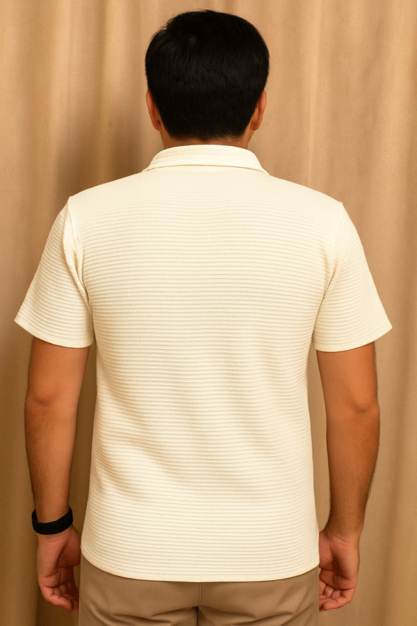 Zipper Creamy White Polo - Piqué Knit - Image 2